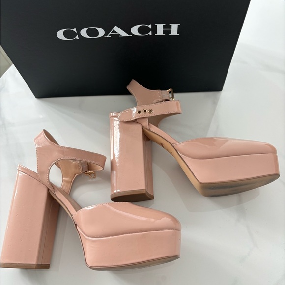 Coach Isabella Patent Pumps Platform Heels Pale Blush 7.5 - Picture 8 of 12